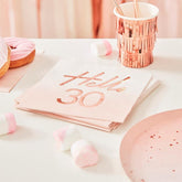 Hello 30 Rose Gold Napkins 16pk - The Party Room